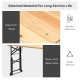 Detail of the heavy-duty steel frame and natural fir wood grain of the 66.5-inch outdoor folding picnic table.
