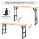 Adjustable height feature of the 66.5-inch outdoor wood folding picnic table, showcasing its sturdy X-shape design for.