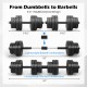 Adjustable 66 lbs dumbbell weight set with barbell conversion, featuring HDPE plates and ergonomic handle for versatile.