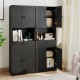 Tall black freestanding storage cabinet with 4 doors and 1 drawer, ideal for versatile storage in any room.