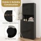 Tall black freestanding storage cabinet with 4 doors, 1 drawer, and anti-slip foot pads for versatile home organization.