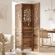 Folding room divider with tree cutout and louver design in rustic brown, perfect for creating privacy in living spaces.