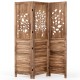 Folding room divider with tree cutout and louver design in rustic brown, ideal for adding privacy and style to any space.