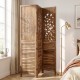 Folding room divider featuring a tree cutout and louver design, providing stylish separation with a rustic brown finish.