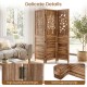 Folding room divider with tree cutout design, rustic brown finish, and solid supporting legs for added stability.