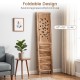 Folding room divider with tree cutout and louver design, 67" tall, offers stylish separation and saves storage space.