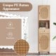 Tall 67-inch bathroom cabinet with PE rattan design, featuring 2 doors, a drawer, and adjustable shelves for storage.