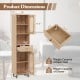 Dimensions of the 67-inch tall bathroom cabinet with PE rattan doors, showcasing adjustable shelves and drawer.