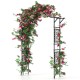 Garden arch trellis in black metal, adorned with climbing plants and flowers, ideal for weddings and garden entrances.