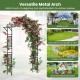 Garden arch trellis in black metal, 67 x 83 inches, ideal for climbing plants, weddings, and garden entrances.