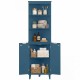 Close-up of the fluted doors on a blue 68-inch bathroom storage cabinet, enhancing visual interest and style.