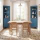 Fluted door bathroom storage cabinet in blue with three shelves and sturdy rubber wood legs for stylish organization.