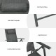 Gray patio reclining chaise lounge with adjustable neck pillow, high backrest, and comfortable armrests for outdoor.