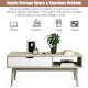 Coffee cocktail accent table in gray with drawer and two open shelves, perfect for stylish storage in living spaces.