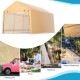 Heavy-duty yellow carport canopy, 9 x 17 feet, ideal for parking cars, picnics, and outdoor gatherings.