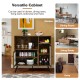 Rustic brown buffet kitchen storage cupboard with glass door, adjustable shelves, ideal for dining and living room use.