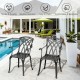 Set of two durable aluminum dining chairs with armrests, featuring a hollow out design for comfort, perfect for outdoor.