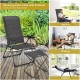 Gray patio chair set with adjustable backrest and footrest, perfect for relaxing in the garden or poolside.