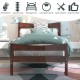 Twin size walnut platform bed frame with solid wood, slat support, and elegant design for compact spaces.