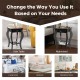 Black 2-tier end table with drawer and shelf, perfect for living room or bedroom, featuring elegant design and sturdy.