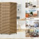 4-panel folding privacy partition room divider in yellow with hand-woven design, ideal for living room or bedroom use.