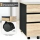 Mobile file cabinet with three drawers, durable engineered wood, and five 360° swivel wheels for easy movement.