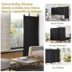4-panel black room divider with a sturdy steel frame, ideal for privacy and space-saving in indoor and outdoor settings.