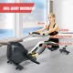 Folding magnetic rowing machine with adjustable resistance, featuring a cozy seat cushion and digital display for.