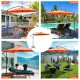 10FT orange offset umbrella with 8 ribs and cross base, ideal for patio, poolside, or yard shade.