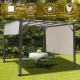 Metal frame patio gazebo with beige polyester canopy, rustproof design, ideal for outdoor gatherings and shading.