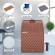 Portable personal steam sauna tent in coffee color with waterproof fabric, includes folding chair and herbal box for.