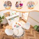 Modern kids activity play table with two white chairs, featuring beech legs, ideal for learning, playing, and eating.