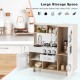 Vintage play kitchen set with water dispenser, ample storage, and cooking accessories for imaginative play.