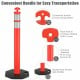 45-inch orange traffic delineator post with a rubber base, reflective collars, and a convenient handle for easy.