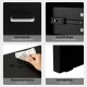 Close-up of the black nightstand's waterproof surface and metal handle, featuring smooth drawer slides for easy access.