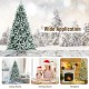 7-foot pre-lit snow flocked Christmas tree with 1116 tips and metal stand, perfect for festive living room decor.