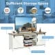 TV stand media center console cabinet in white with sliding barn doors, featuring ample storage and a spacious tabletop.