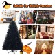 6 feet hinged black artificial Christmas tree with 1036 branch tips, perfect for indoor and outdoor holiday decoration.