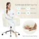 Modern fluffy faux fur vanity office chair in beige with adjustable height and ergonomic design for comfortable seating.