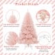 6ft pink artificial Christmas tree with hinged construction and stable metal stand, perfect for festive home decoration.