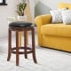 24-inch backless swivel bar stool with PU leather seat and rubber wood legs, perfect for kitchen or living room use.