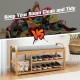 3-tier bamboo shoe rack bench with cushion, ergonomic design, holds up to 330 lbs, perfect for entryway organization.