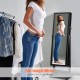 Full-length mirror jewelry cabinet in black with 108 earring slots and lockable design for secure storage.