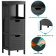 Black bathroom wooden floor cabinet with two drawers, sturdy MDF construction, easy to clean, perfect for storage.