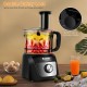 8-cup food processor with 500W motor, double safety lock, and suction cups for stability, ideal for slicing and juicing.