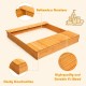 Kids outdoor cedar sandbox featuring a bottomless structure, sturdy fir wood, and two large-capacity storage boxes.