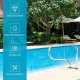 Stainless steel swimming pool handrail with square base, 22" tall and 32" long, designed for safety and easy access.