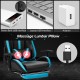 Reclining racing chair with lumbar support, USB massager, and adjustable footrest for ultimate comfort and relaxation.
