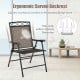 Ergonomic patio folding chair with armrest, heavy-duty steel frame, and breathable fabric for outdoor relaxation.
