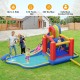 Inflatable water slide park with curved slide and safety nets, perfect for kids aged 3-10 for exciting summer play.
